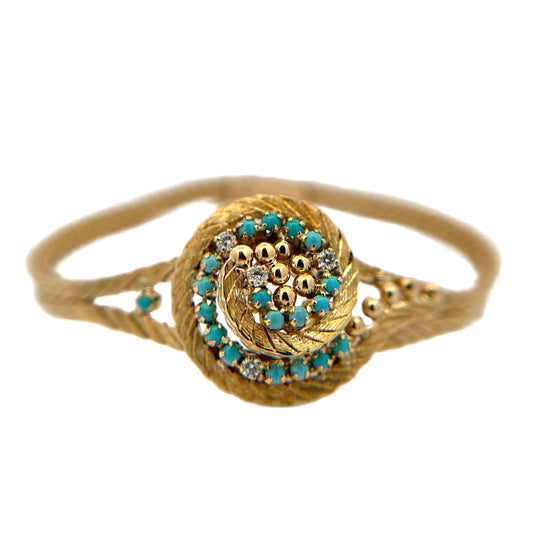 18K Yellow Gold Sleeping Beauty Turquoise Bracelet