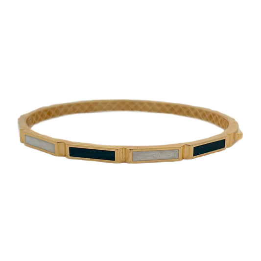 18K Yellow Gold Enamel Bangle Bracelet