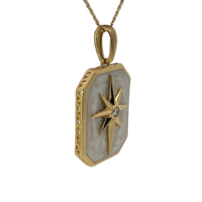 18K Yellow Gold White Pendant with Diamond