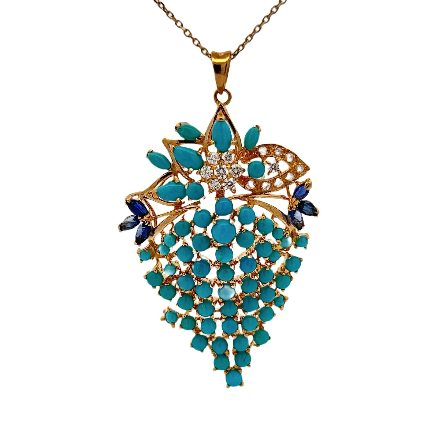 18K Yellow Gold Sleeping Beauty Turquoise Necklace