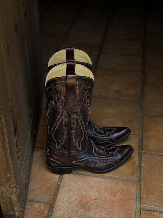 MEN'S WOVEN DETAIL BROWN BOOT