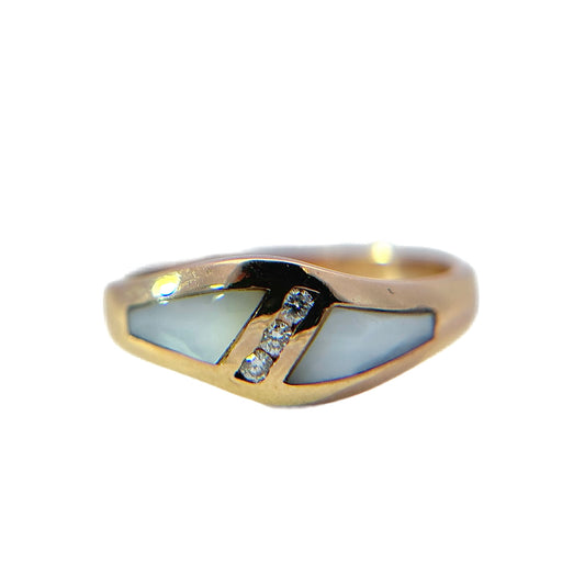 14K Rose Gold Mother of Pearl & Diamond Ring