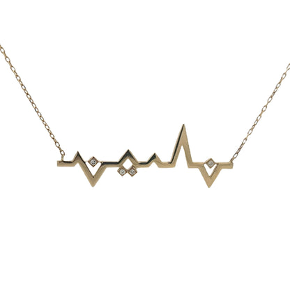 18K Yellow Gold & Diamond Heartbeat Necklace