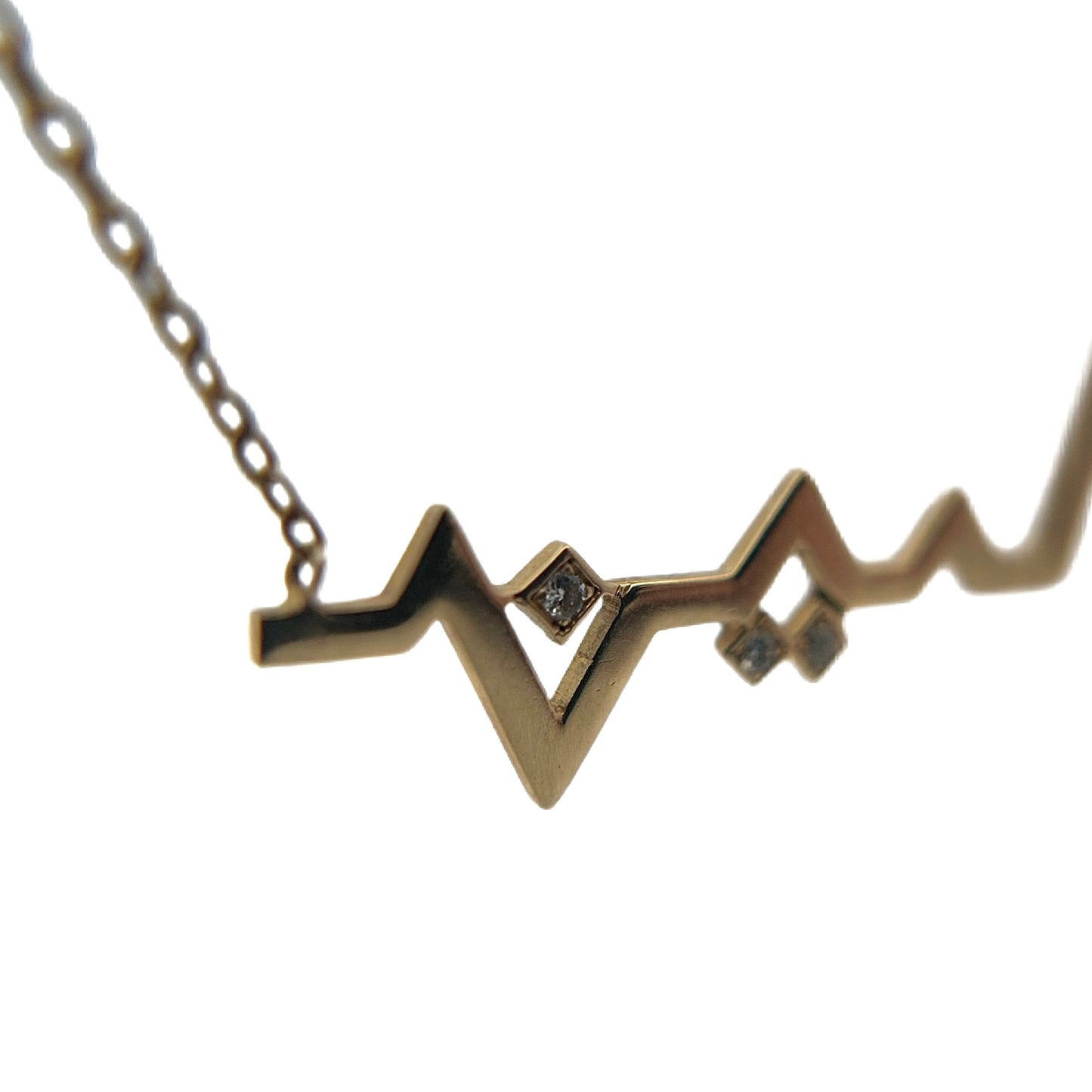 18K Yellow Gold & Diamond Heartbeat Necklace