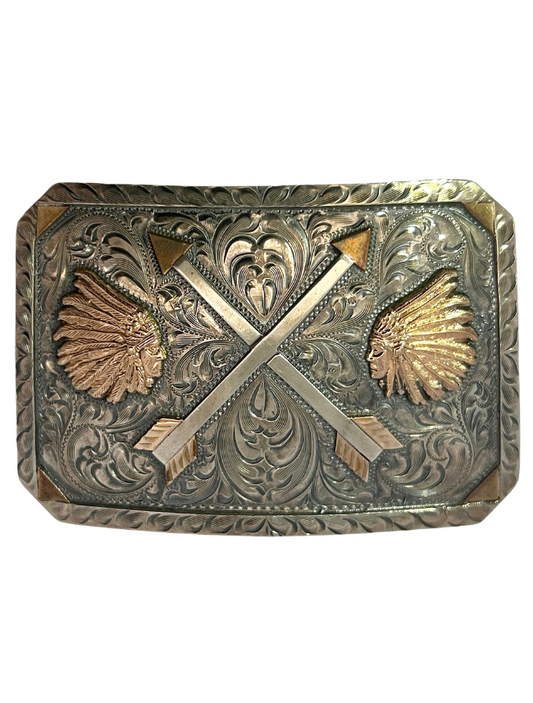 Mavericks Sterling Silver / 10K Gold Arrow & Chief Belt Buckle