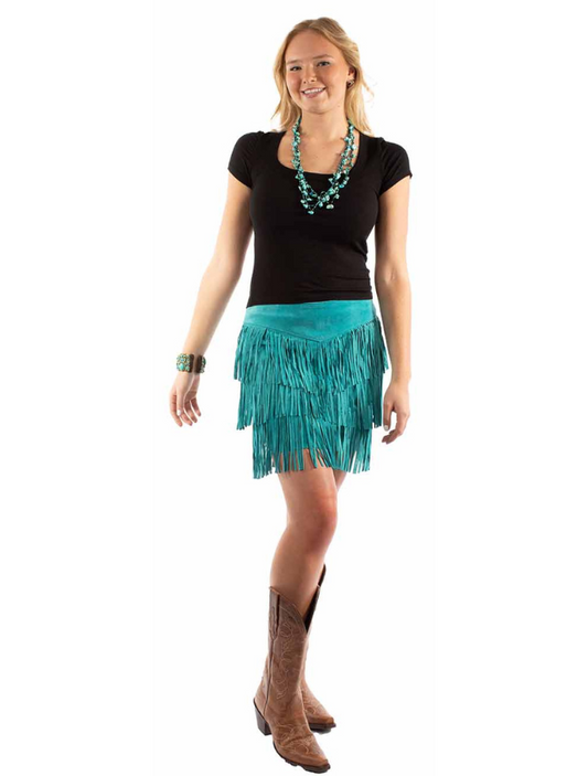 Mavericks Short Suede Fringe Skirt