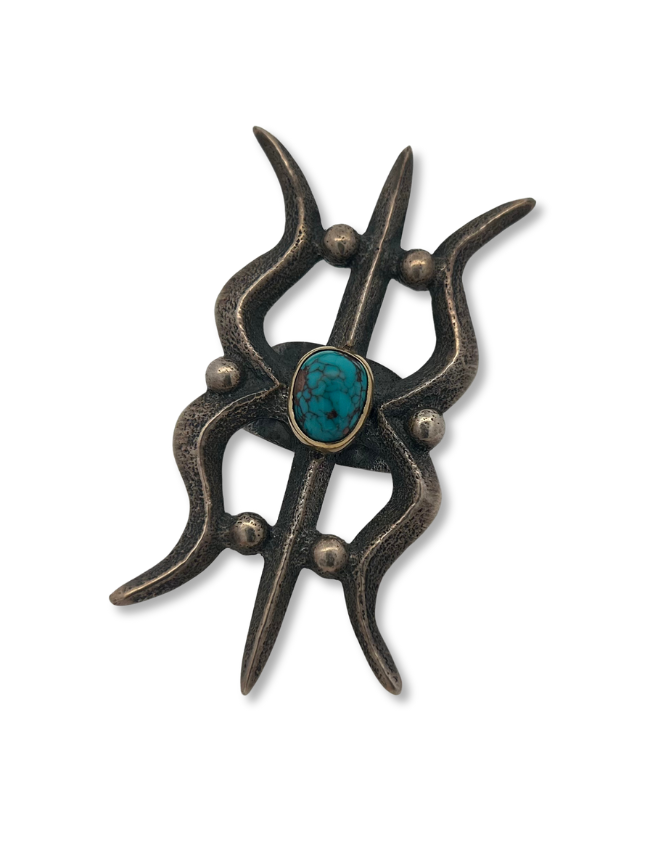 Front view of Monty Claw Sterling Silver & Turquoise Ring