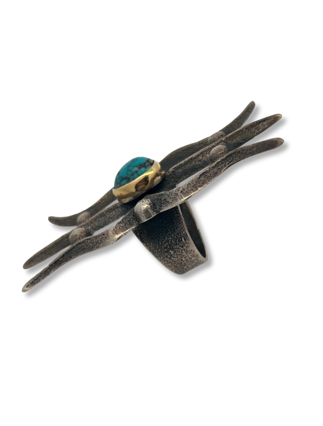 Side view of Monty Claw Sterling Silver & Turquoise Ring