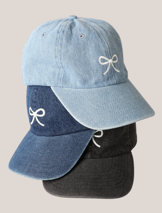 Trendy Bow Image Embroidered Denim Baseball Cap