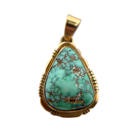 14K Yellow Gold Carico Lake Turquoise Pendant