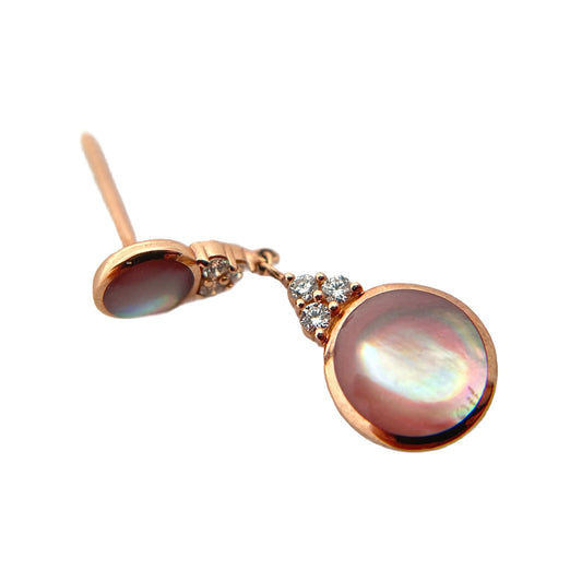 Kabana 14K Rose Gold Mother of Pearl & Diamond Earrings