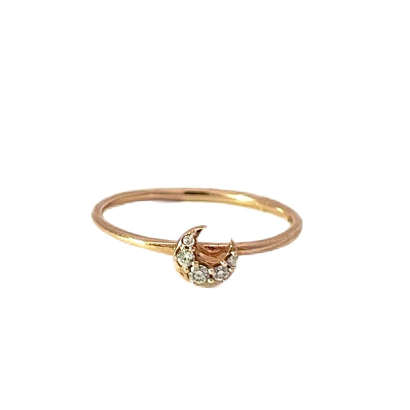 Kabana 14K Rose Gold Diamond Crescent Moon Ring