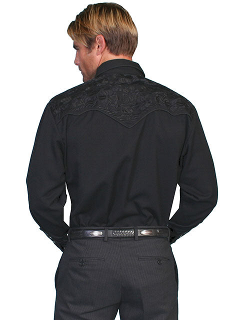 Scully Men's Floral Tooled Snap Front Shirt