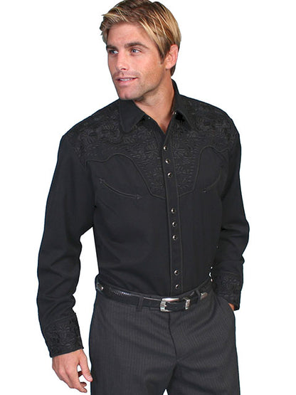 Scully Men's Floral Tooled Snap Front Shirt