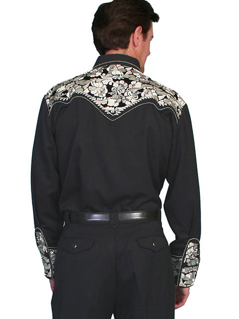 Scully Men's Floral Tooled Snap Front Shirt