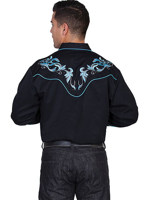 Scully Men's Two Tone Embroidered Leaf Shirt