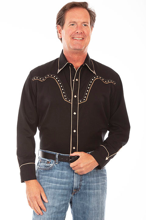 Scully Men's Diamond Embroidered Western Shirt