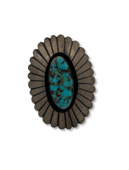Front view of P. Begay Sterling Silver & Turquoise Ring