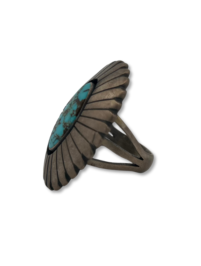 Side view of P. Begay Sterling Silver & Turquoise Ring