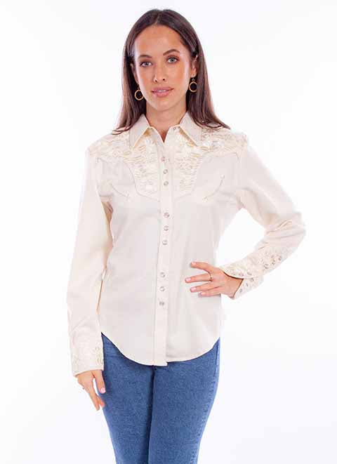 Scully Women's Floral Embroidered Snap Front Shirt