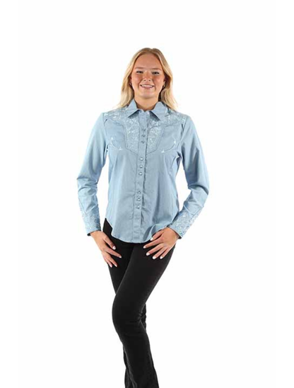Scully Women's Floral Embroidered Snap Front Shirt