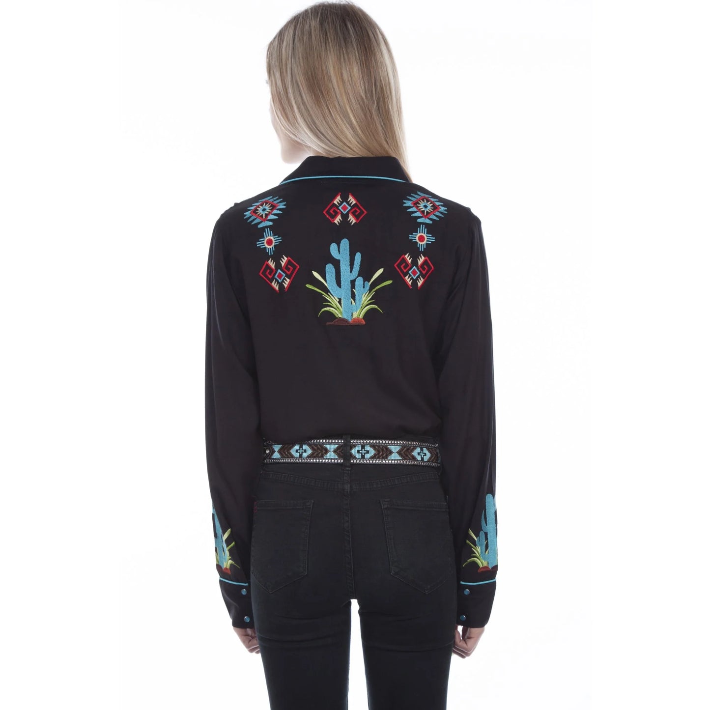 Scully Embroidered Black Western Shirt