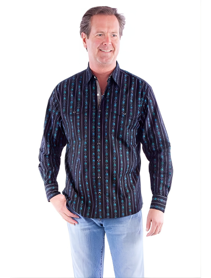 Scully Men's Skull Striped Long Sleeve Shirt