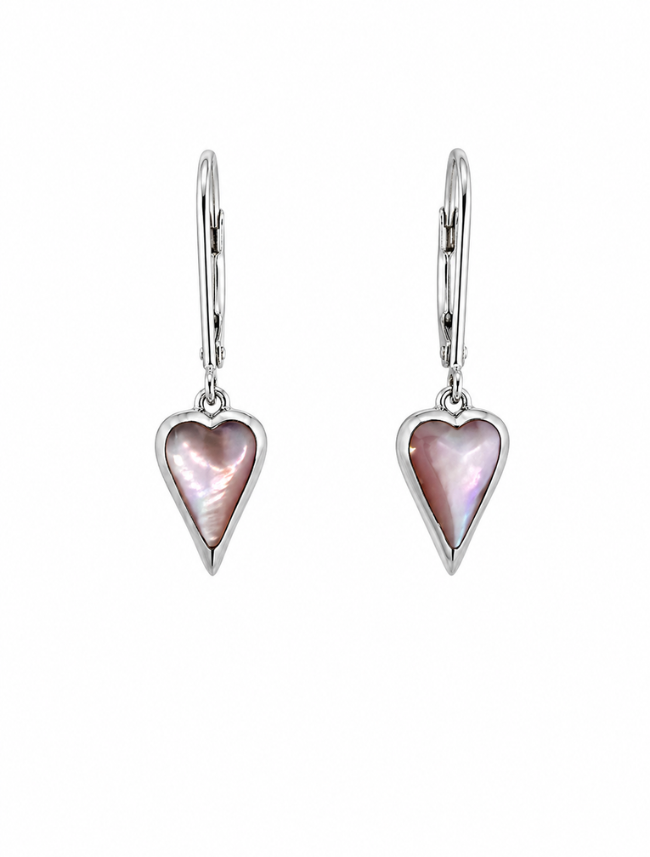 Kabana RP Sterling Silver & Pink Mother of Pearl Heart Earrings