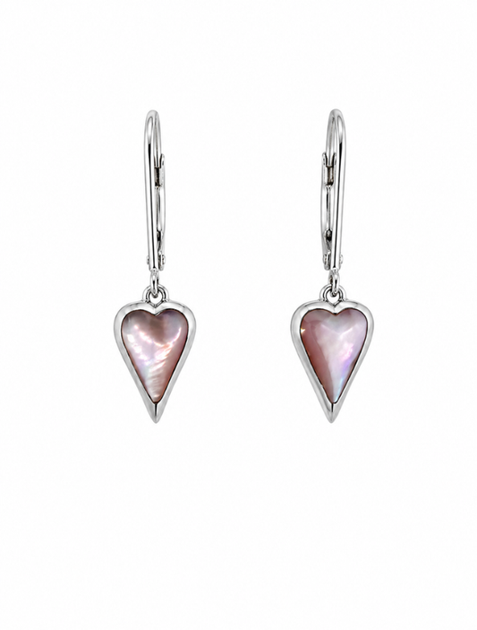 Kabana RP Sterling Silver & Pink Mother of Pearl Heart Earrings
