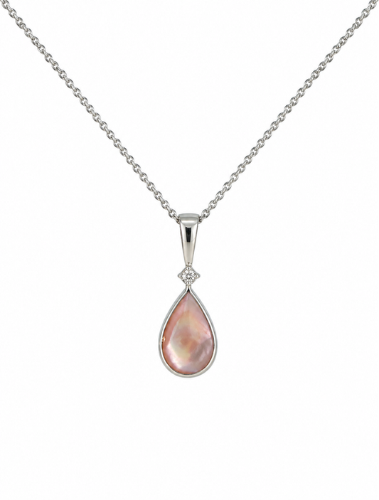 Kabana RP Sterling Silver, Diamond, & Pink Mother of Pearl Necklace