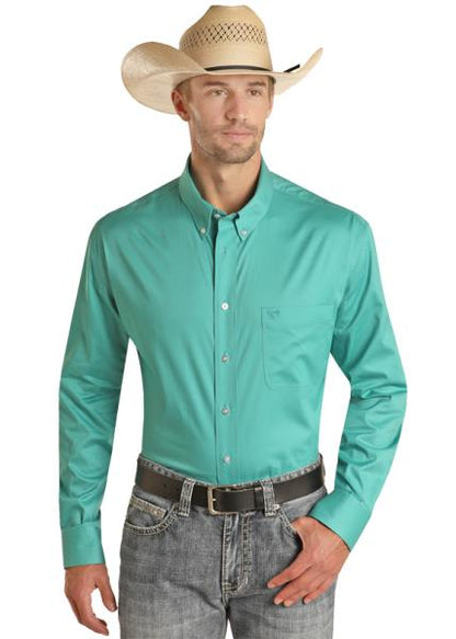 Rock & Roll Denim Men's Long Sleeve Solid Twill Rodeo Shirt