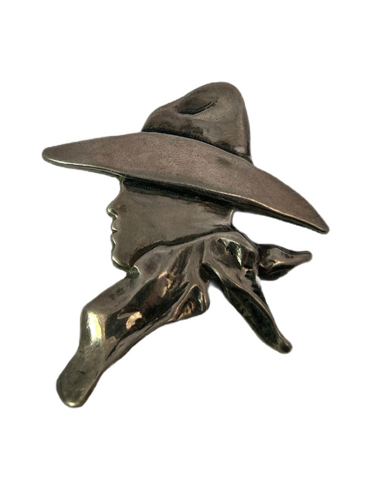 Front view of R. Miller Sterling Silver Western Silhouette Pin