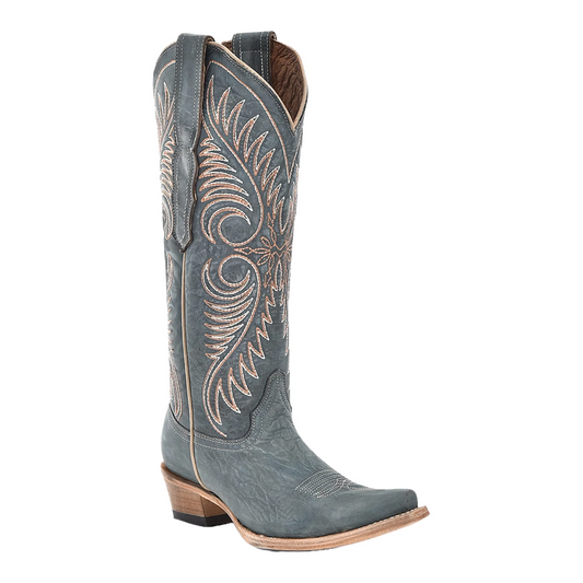 Corral Distressed Blue Embroidery Boots