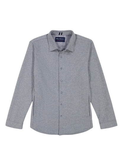 A grey, knit jacket with visible Robert Graham logo on a white background.