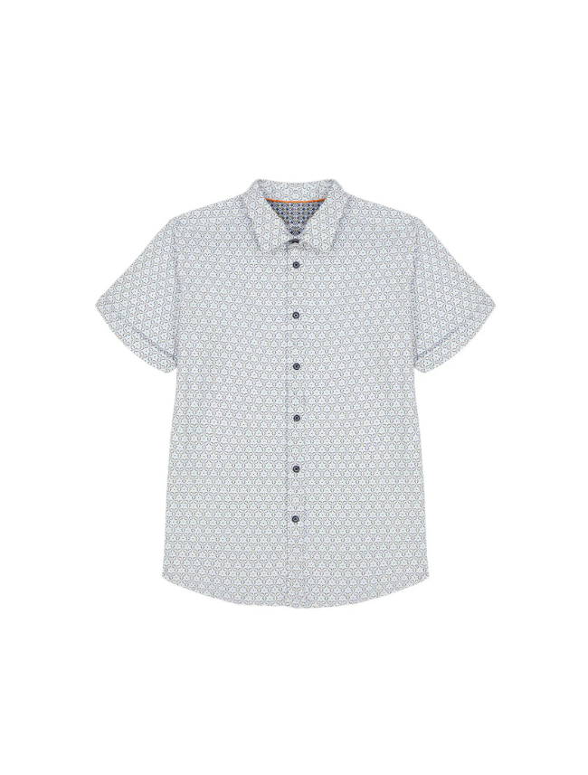 Robert Graham Men's Avalon Short Sleeve Shirt – front view of vibrant designer button-down with abstract print and tailored fit