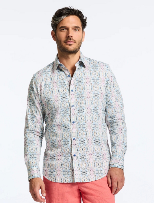 Robert Graham Men's Gomera Long Sleeve Button Down – designer shirt with colorful floral print, tailored fit, and premium cotton fabric