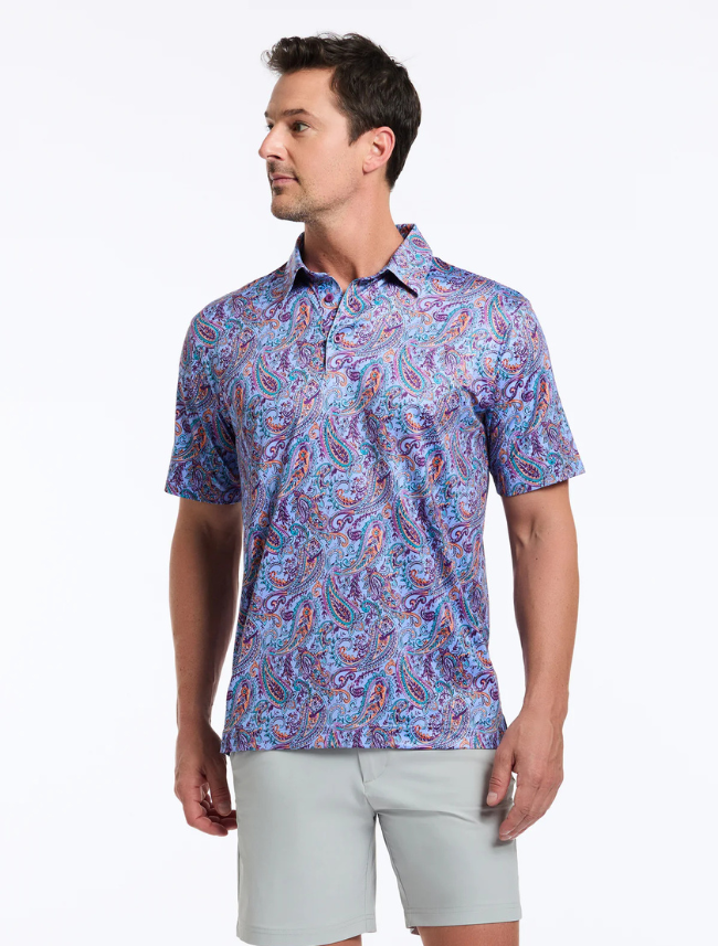 Front view of Robert Graham Matos Polo – bold pattern and stylish design for a sophisticated men's casual look.