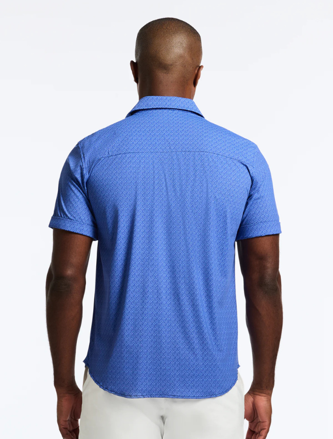 Back view of Robert Graham Pidmont Short Sleeve Shirt – detailed print across shoulders and premium tailoring for a refined look