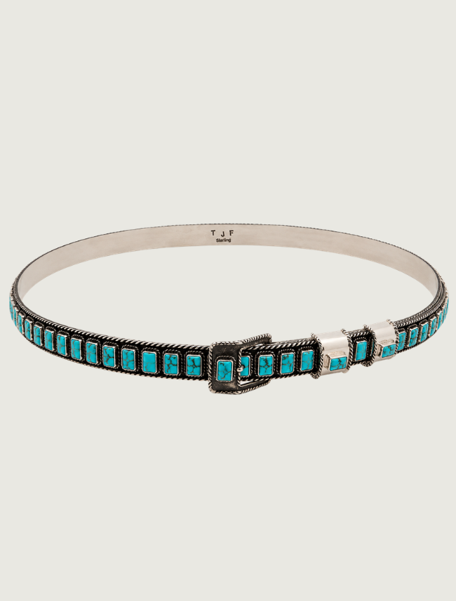 James Freeland sterling silver Kingman turquoise hat band