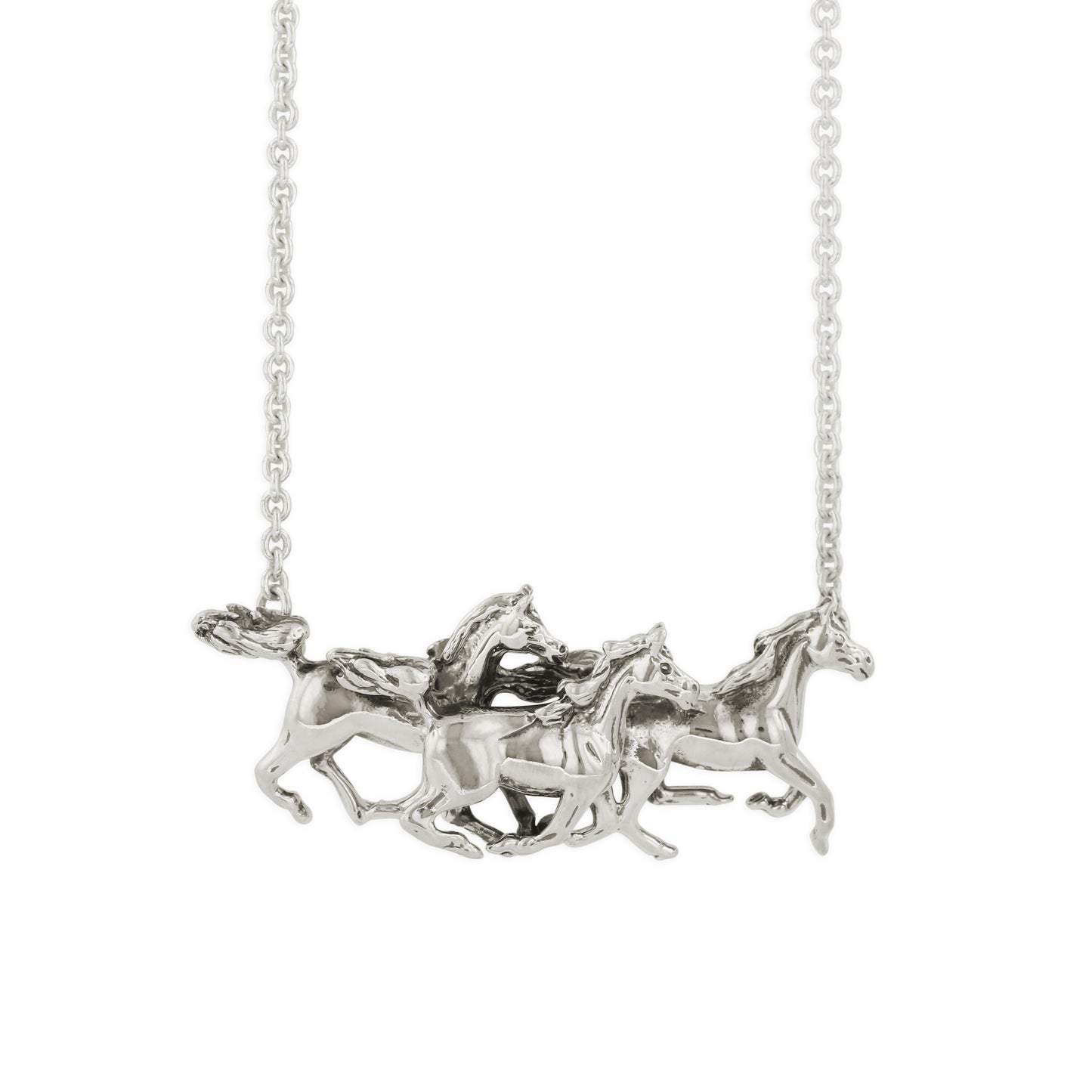 Kabana Rhodium-Plated Sterling Arabian Horses Pendant