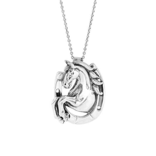 Kabana Rhodium-Plated Sterling Silver Horse-in-Horseshoe Pendant