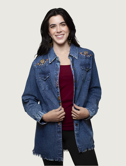 Scully Women's Denim Embroidered Layering Shirt