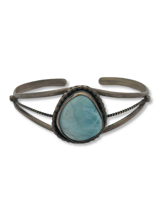 Front view of Sterling Silver Larimar Bracelet