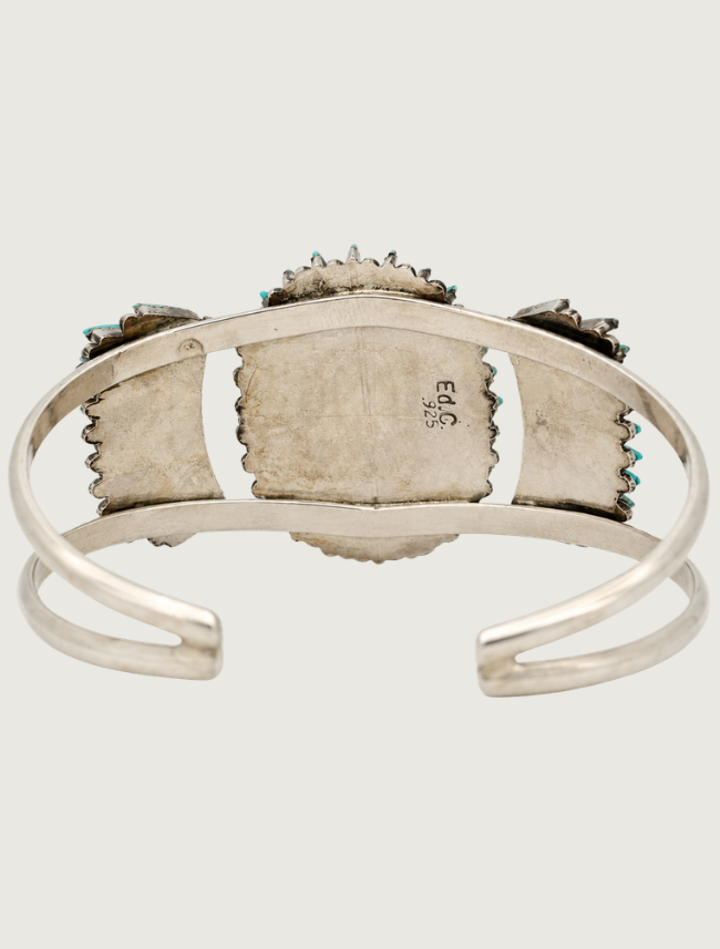 Interior view of Edmund Cooeyate sterling silver cuff showing hallmark stamp