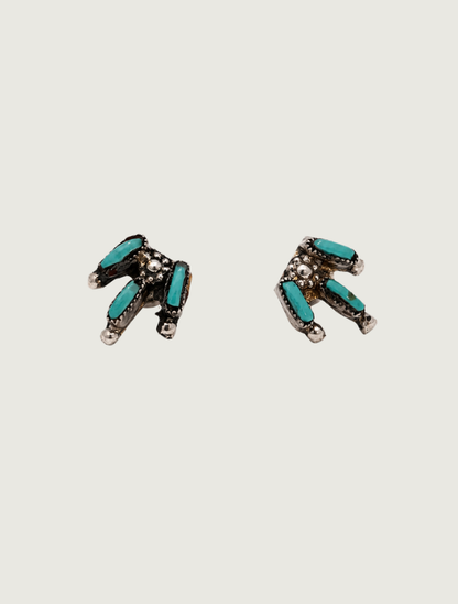 Sterling silver turquoise petit point stud earrings