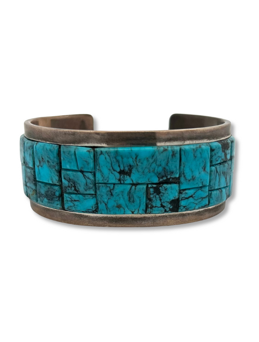 Front view of Tommy Jackson Sterling Silver Turquoise Cuff Bracelet