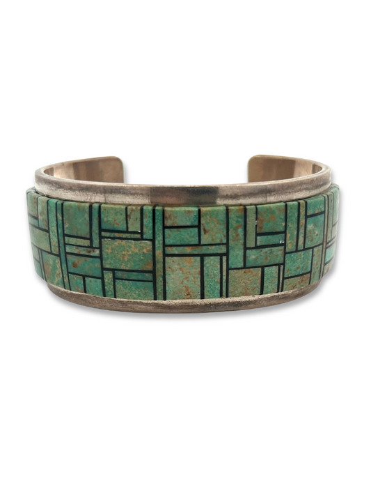 Front view of Tommy Jackson Turquoise Inlay Cuff Bracelet