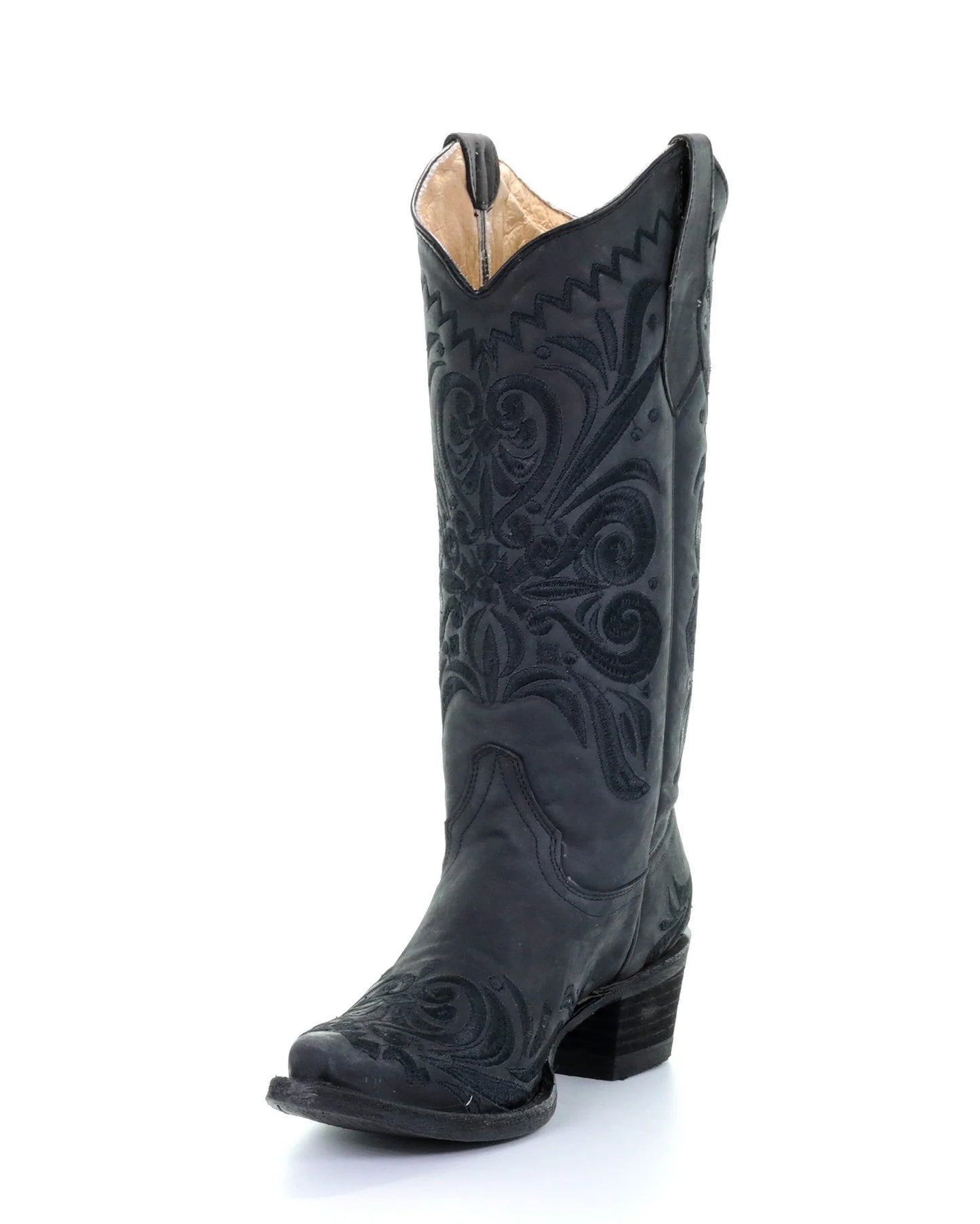 Circle G Black Filigree Leather Boots