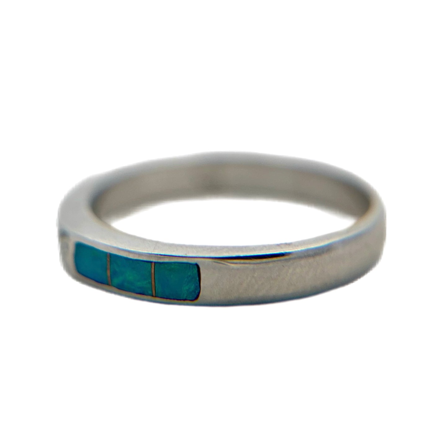 14K White Gold Diamond & Opal Inlay Ring