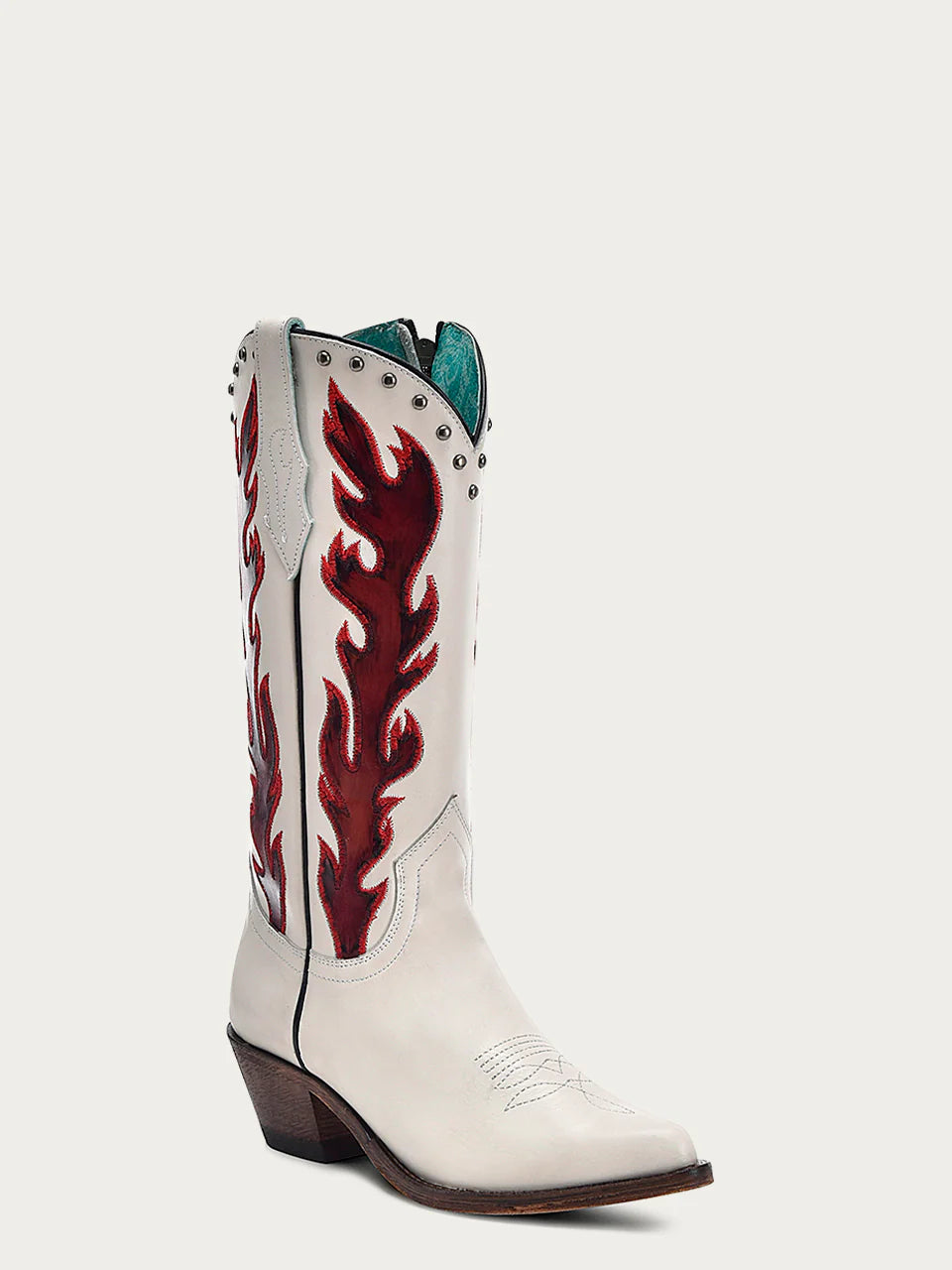 WHITE & RED STUDS BOOTS